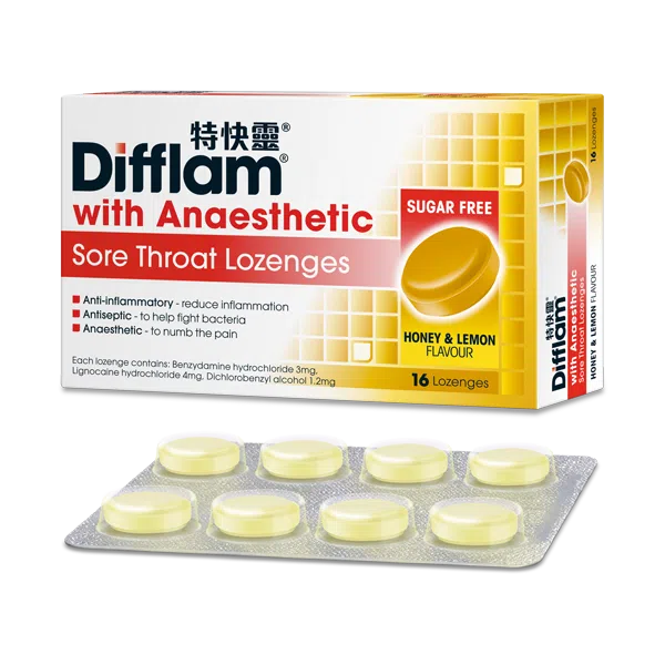 Difflam With Anaesthetic Sore Throat Lozenges - Honey & Lemon