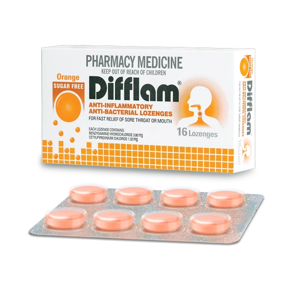 Difflam Anti-Inflammatory & Anti-Bacterial Lozenges - Orange